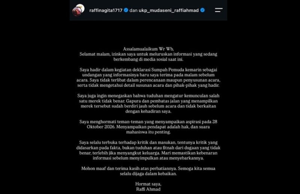 Skandal "Mahasiswa Sewaan" di Deklarasi Sumpah Pemuda Bundaran HI: Raffi Ahmad dan Willy Salim Pilih "Cuci Tangan" Ngaku Hadir Karena Diundang