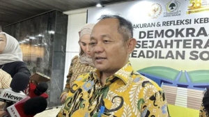 Sekretaris Jenderal (Sekjen) Partai Golkar, Muhammad Sarmuji di Gedung DPR RI, Jakarta, Jum’at (13/2/2026). tirto.id/Nabila Ramadhanty Putri Darmadi.