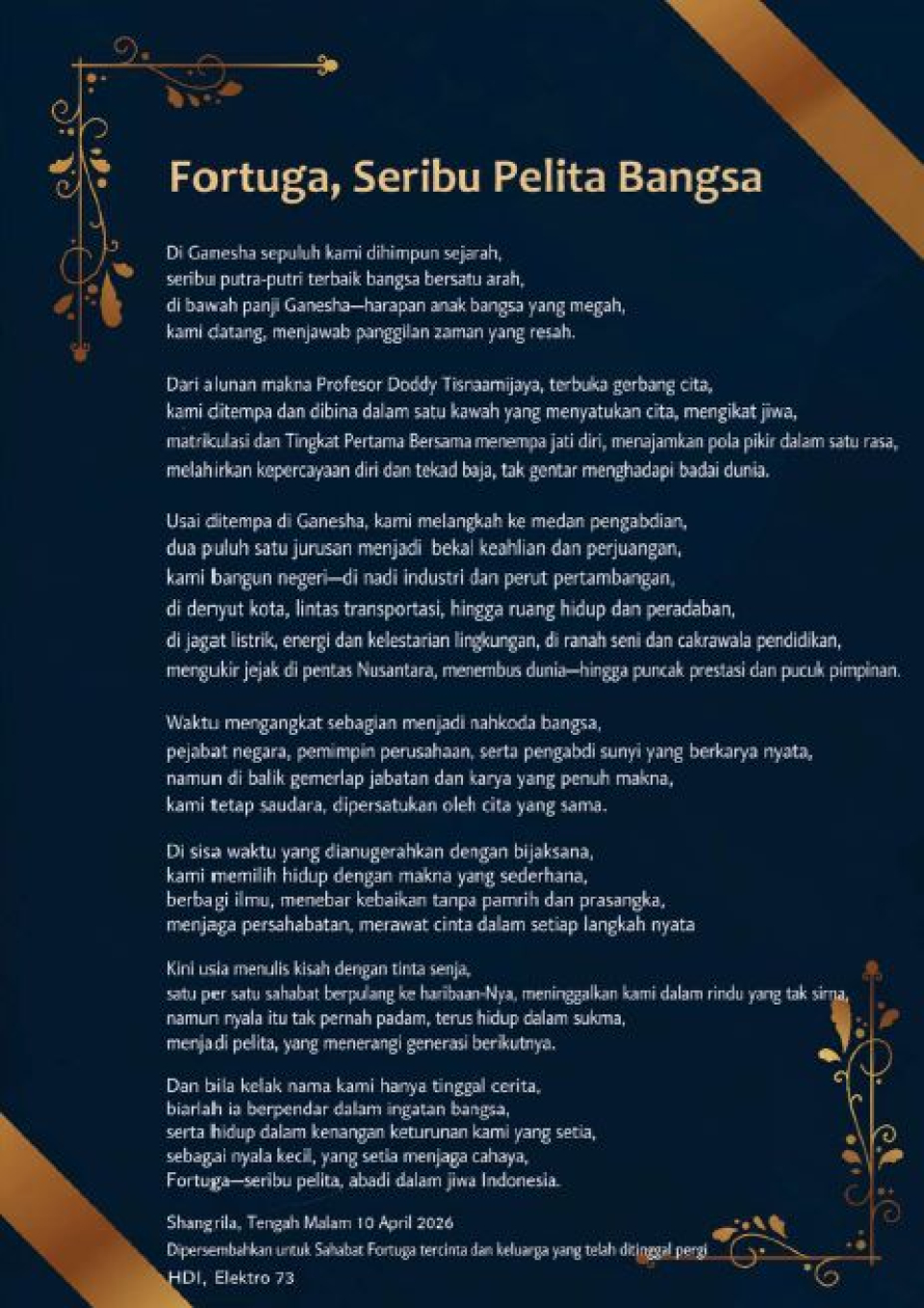 Fortuga, Seribu Pelita Bangsa