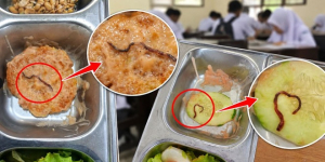 Menu MBG yang dibagikan oleh SPPG Yayasan Ruang Kito Basamo ke SMAN 1 Tapaktuan pada Jumat (25/9) diduga mengandung cacing. (Waspada/Hendrik)