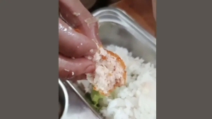 TAK HIGIENIS: Belatung menggeliat di menu MBG SMK BTB Juwana, Pati. (TANGKAPAN LAYAR MEDSOS)