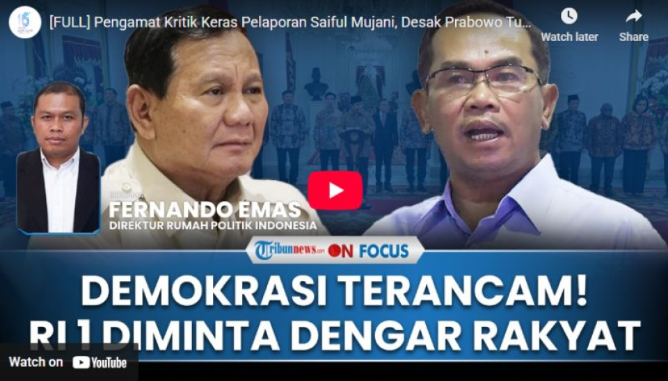 Pengamat Kritik Keras Pelaporan Saiful Mujani, Desak Prabowo Turun Tangan: Ancaman Demokrasi