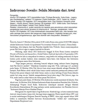 Indroyono Soesilo: Selalu Merintis dari Awal